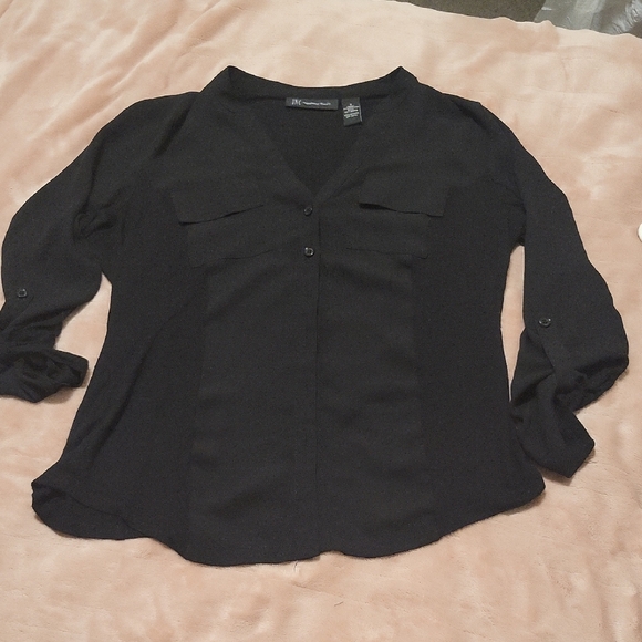 INC International Concepts Tops - INC International Concepts Black Fitted 3/4 Sleeve Blouse